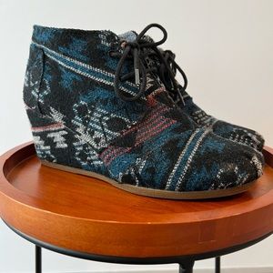 Toms Aztec Jacquard Desert Wedge Ankle Bootie